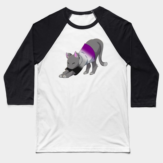 Asexual cat stretching Baseball T-Shirt by CactusMonsters